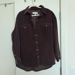 Aritzia Denim Forum Brown Corduroy Button Down Shirt Jacket